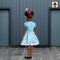 Toddler Vintage Minnie Mouse Costume Blue Polka Dot Dress Ribbon Waist